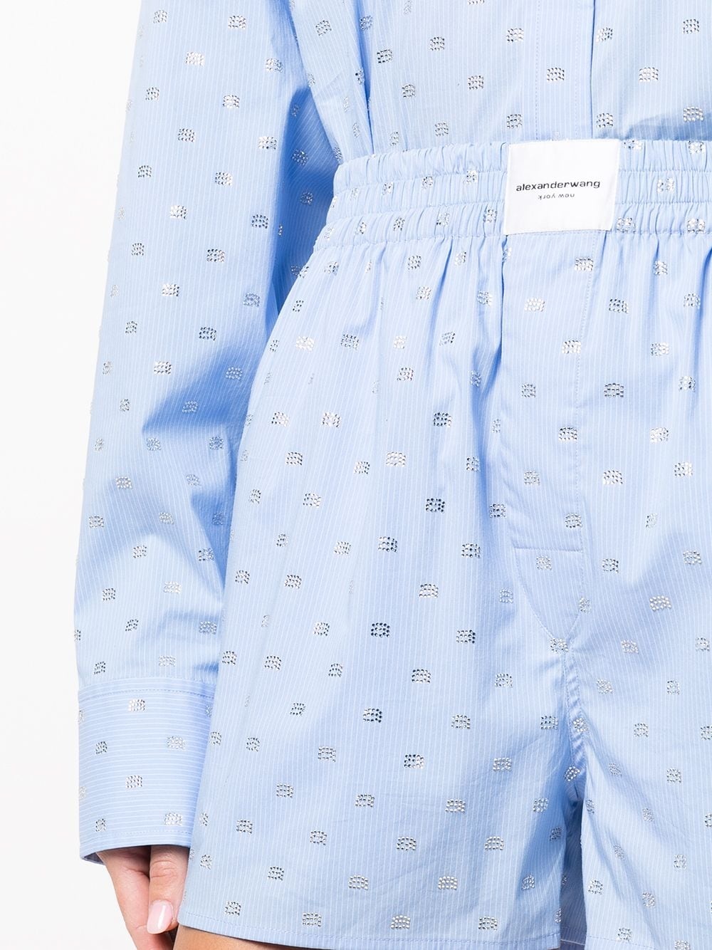 logo jacquard pinstriped short shorts - 5
