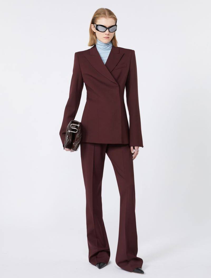 Sportmax Slim-fit gabardine jacket - WINE-COLOURED outlook