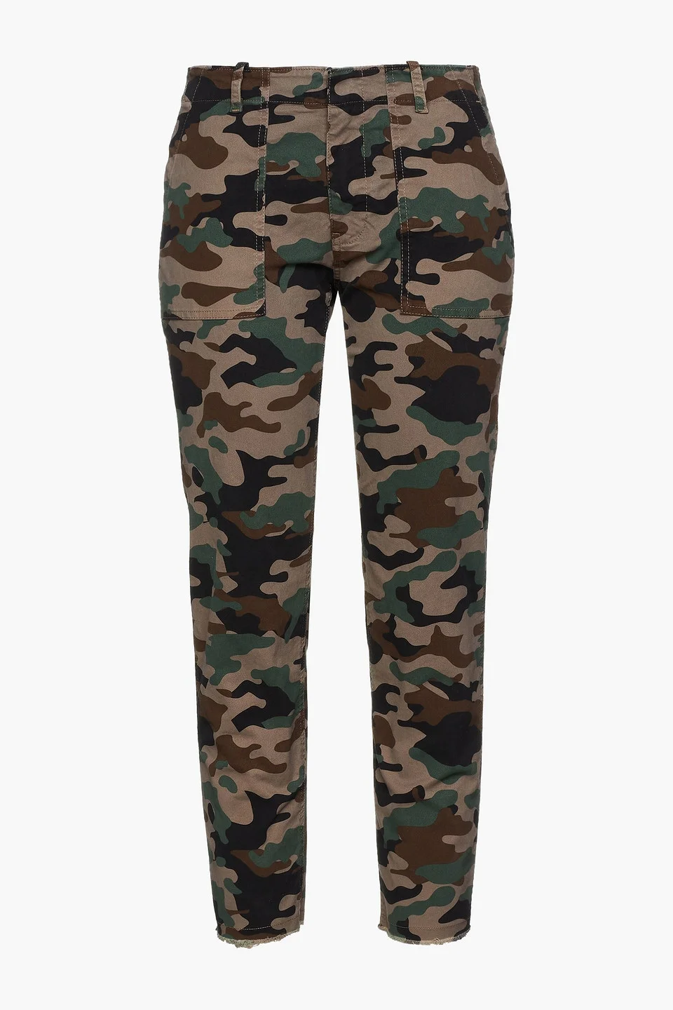 Jenna cropped printed cotton-blend twill slim-leg pants - 1