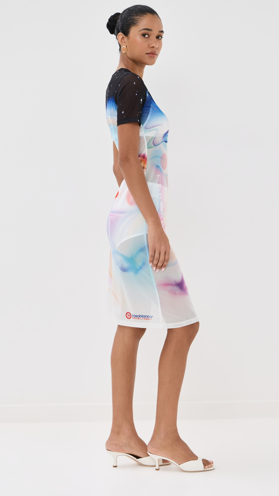 Women's Printed Mesh Dress - 3