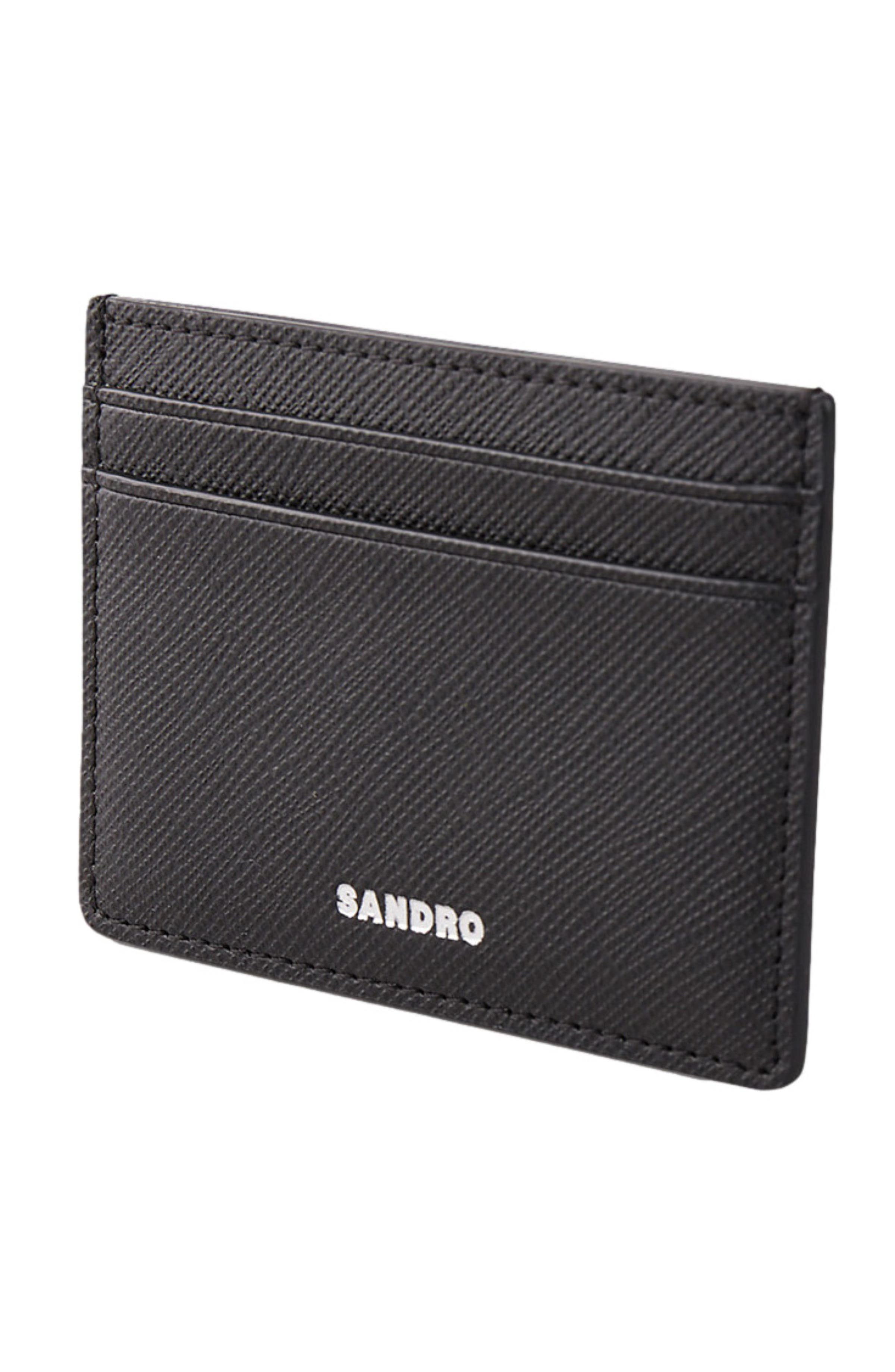 SANDRO Synthetic leather cardholder in Black at Nordstrom - 3