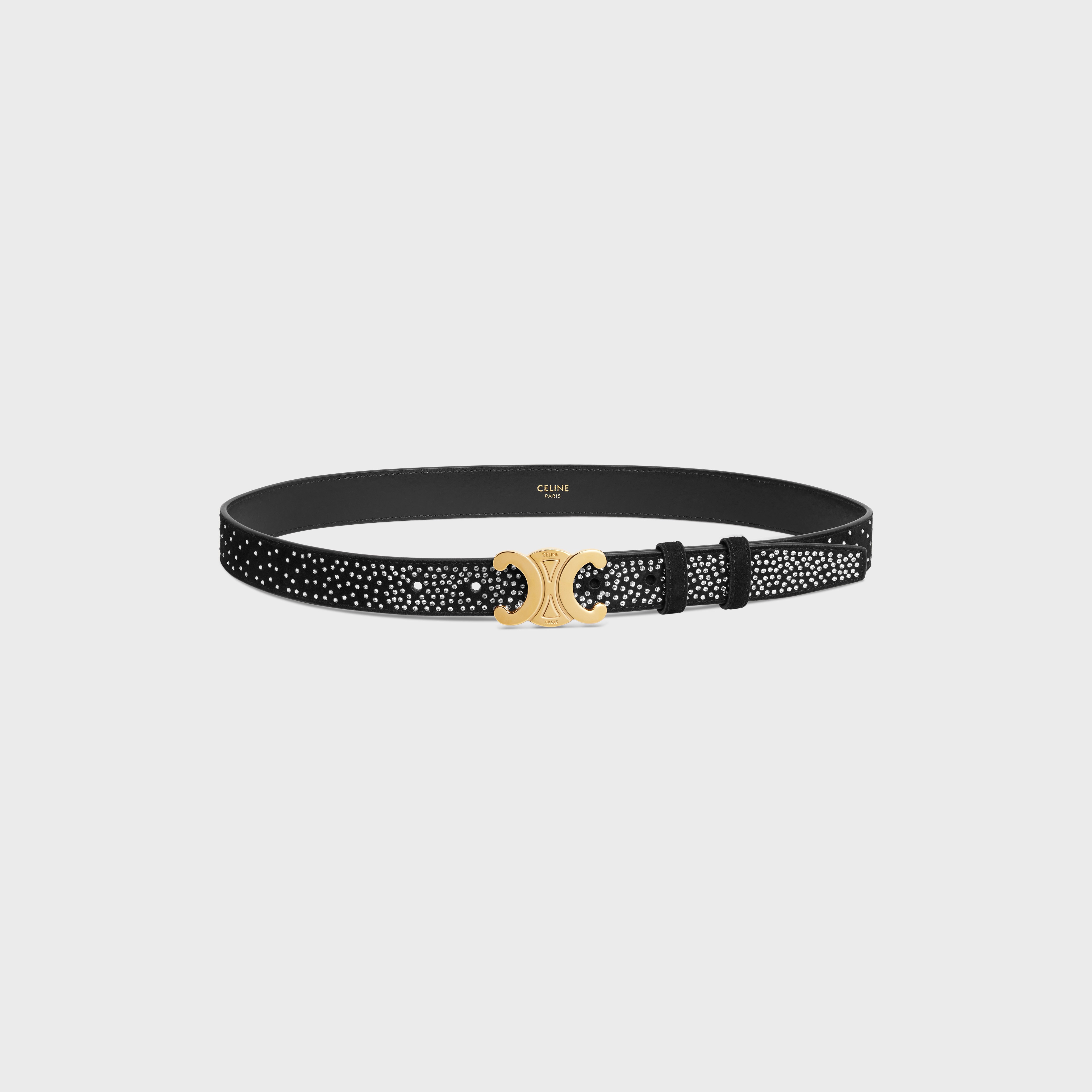 Medium Triomphe Belt in Suede Goatskin with strass - 3