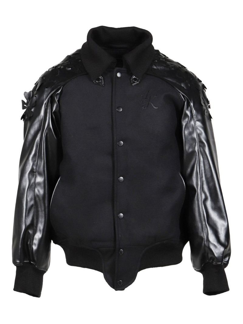flower-embellished bomber jacket 1