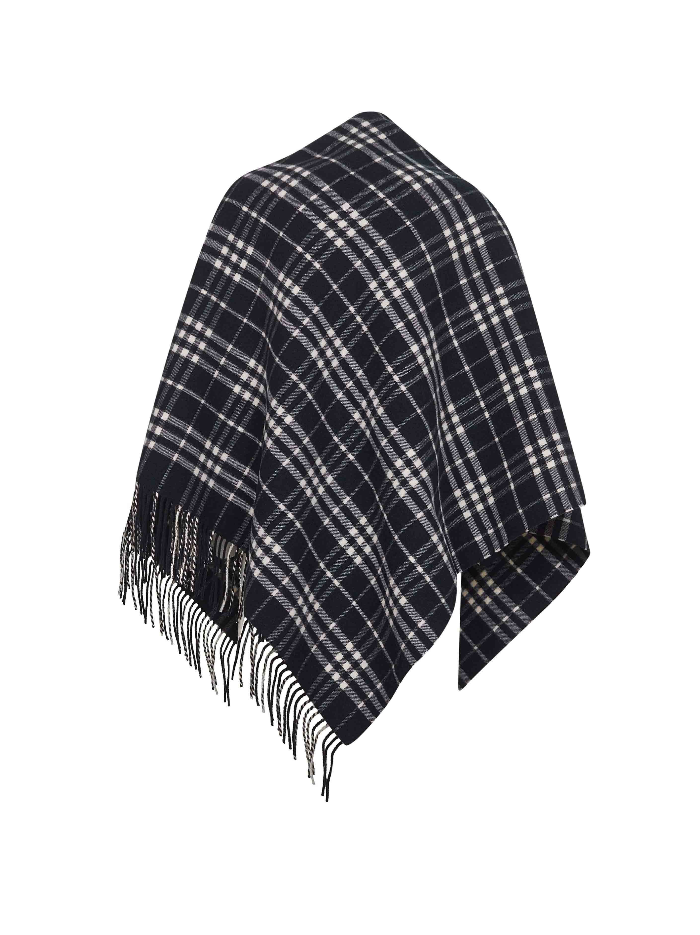 Burberry Women Black Check Wool And Cashmere Cape - 2