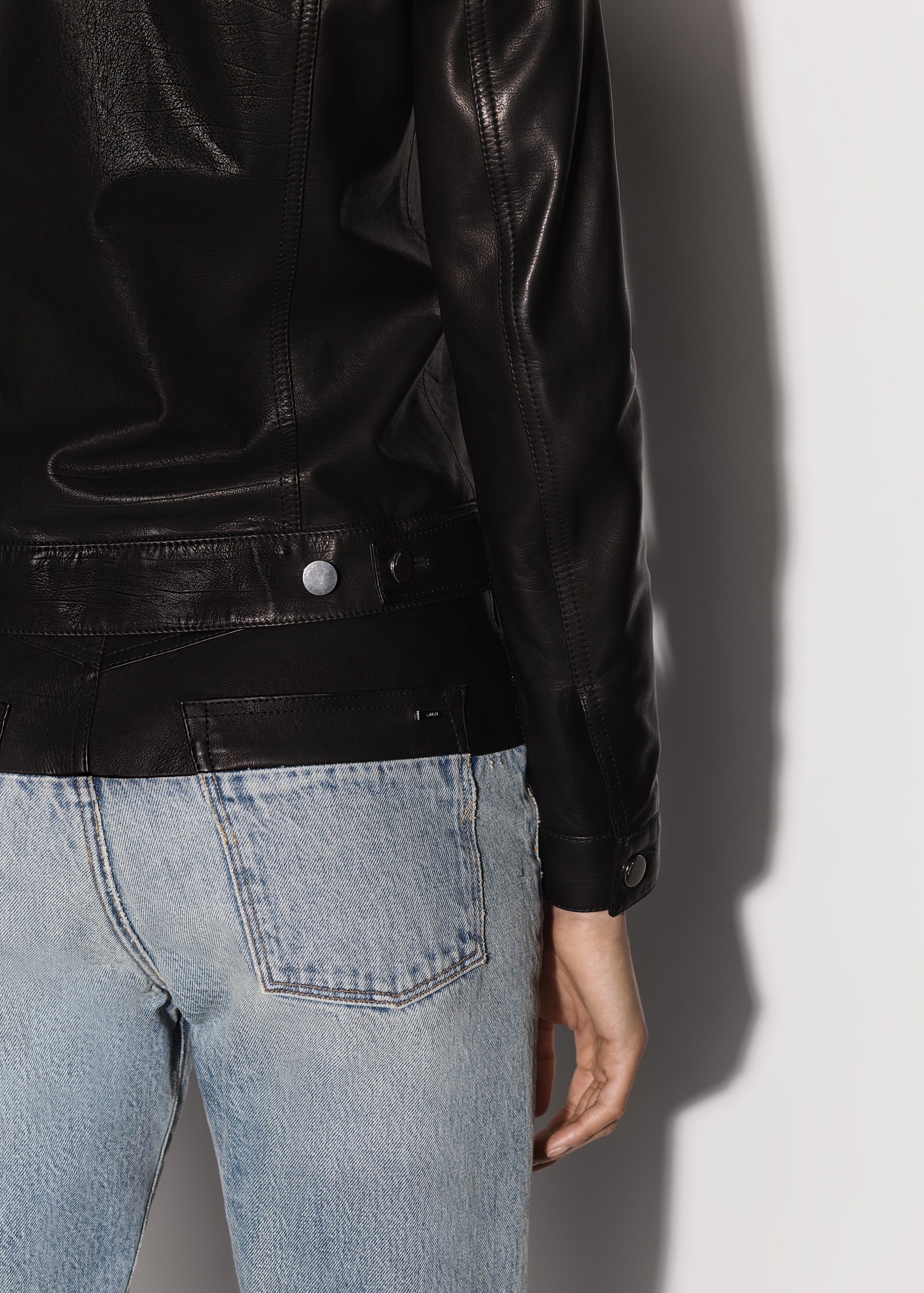 LEATHER STRONG SHOULDER TRUCKER JACKET - 11