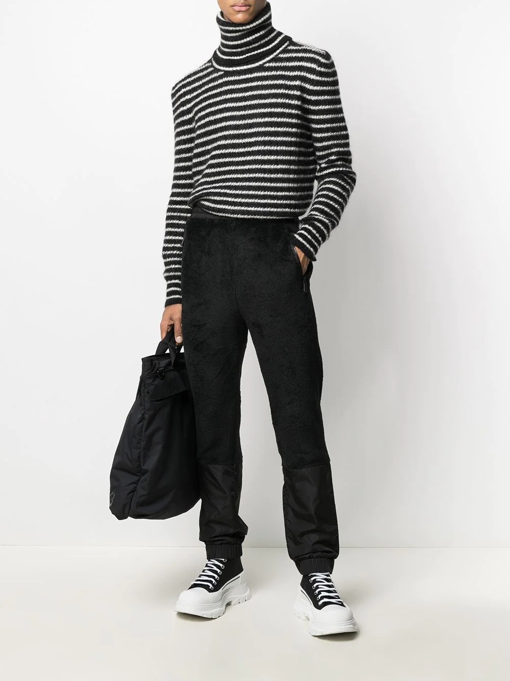 panelled jersey fleece track pants - 2