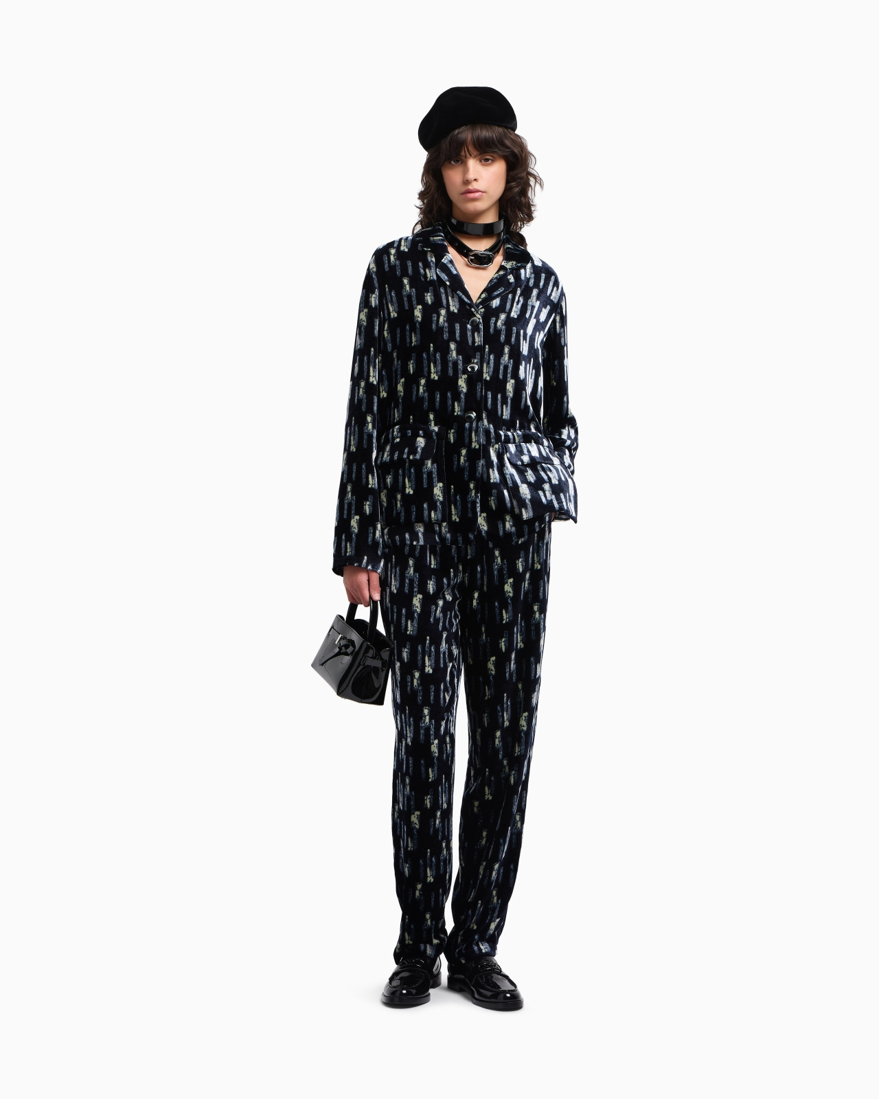 PRINTED VELVET SINGLE-BREASTED BLAZER - 2