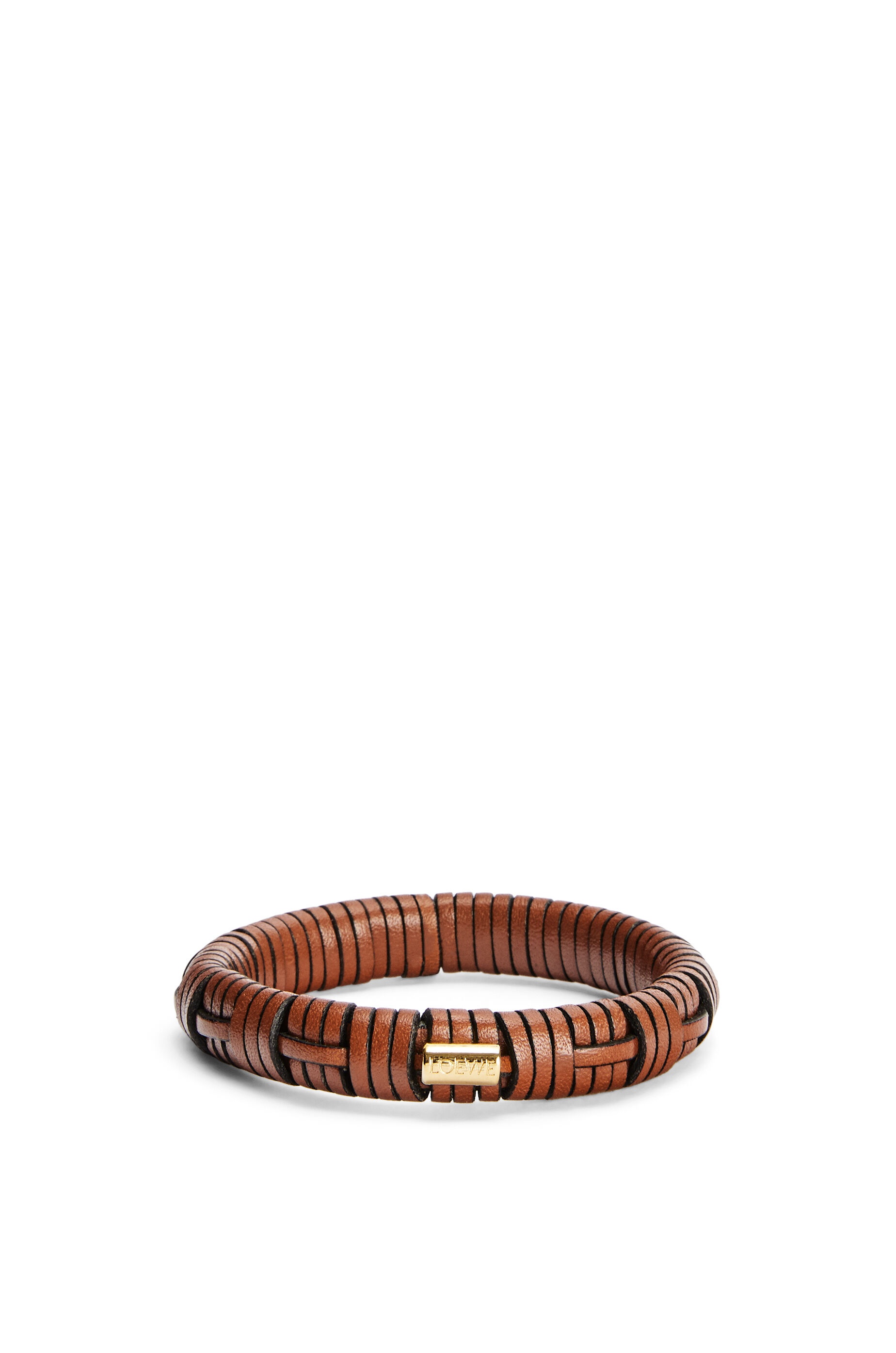 Woven bangle in brass and classic calfskin - 1