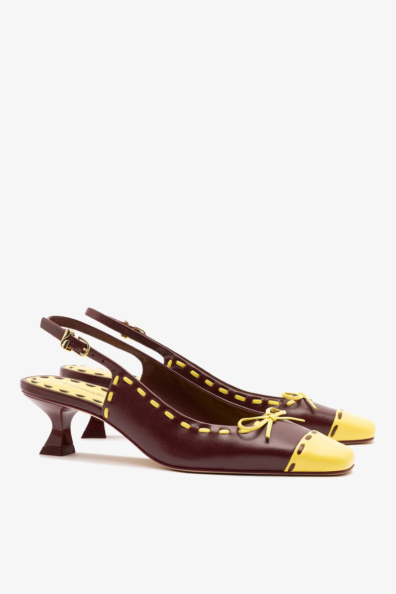 Jenny Pump In Burgundy and Lemonade Leather 3