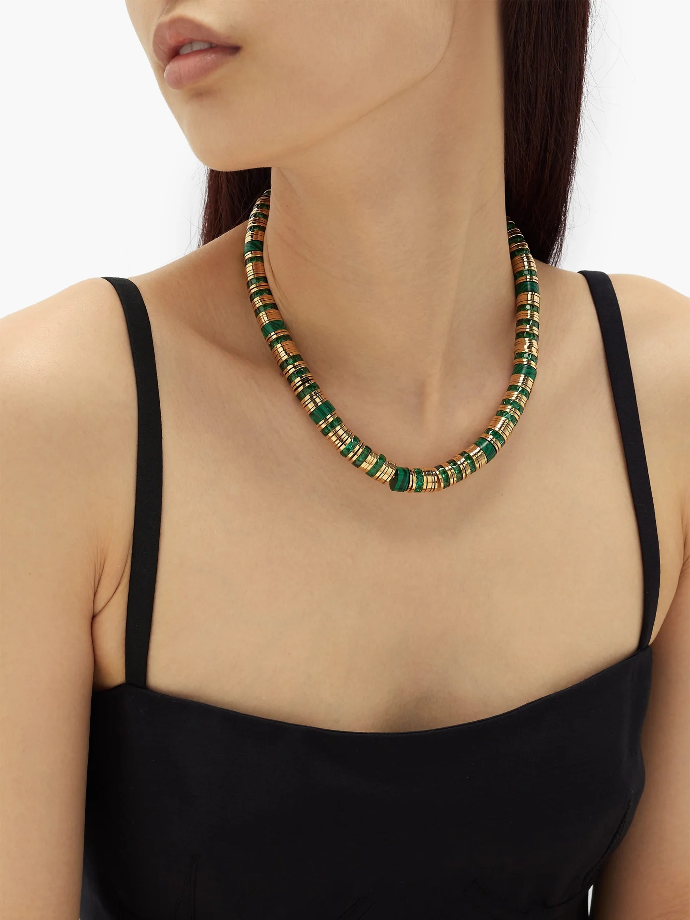 Malachite & 18kt gold-plated necklace - 2