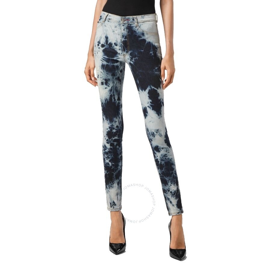 Philipp Plein Bleached Denim High-Waist Jeggings - 1