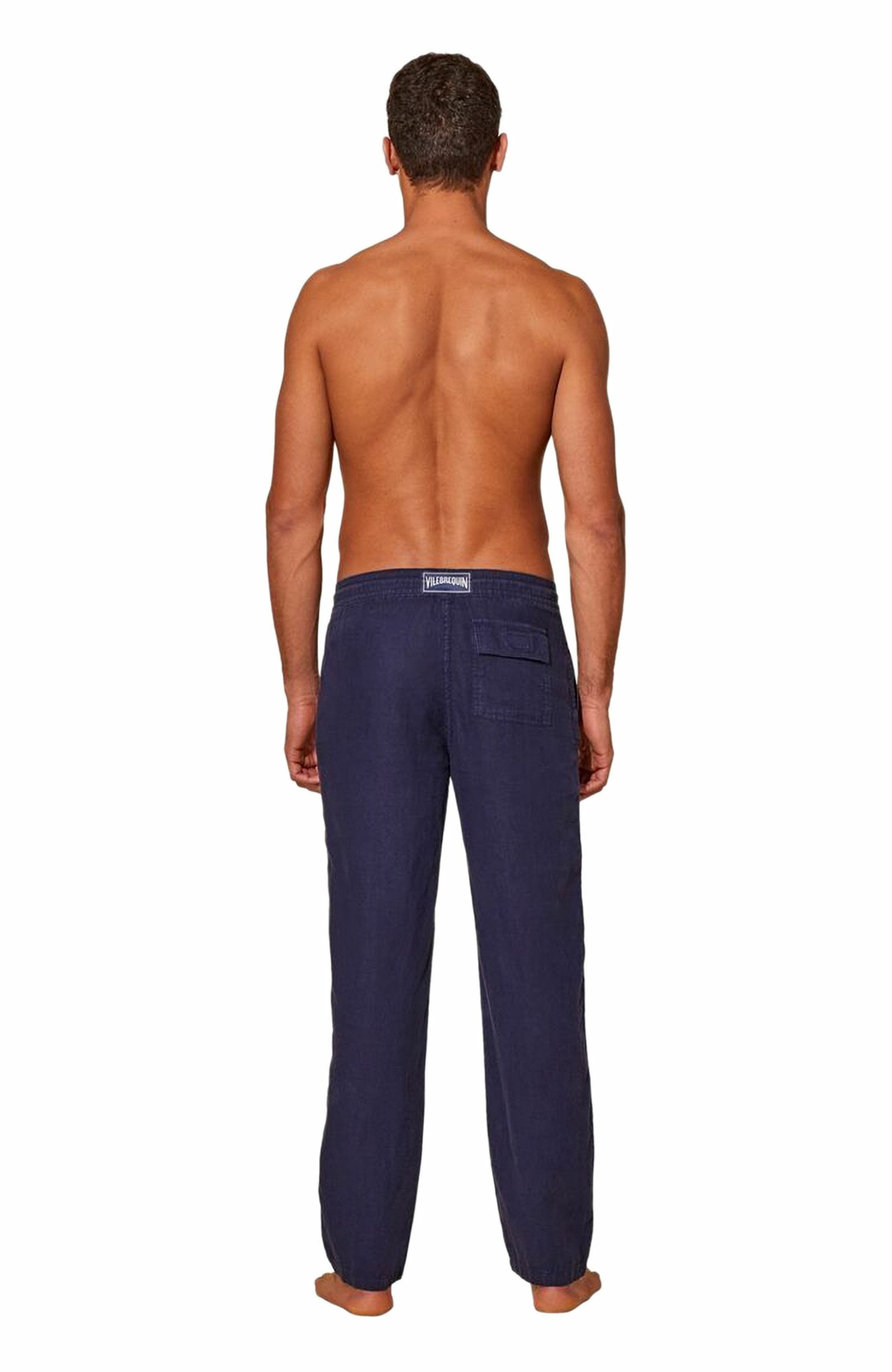 Vilebrequin Men's Solid Linen Pants in Bleu Marine at Nordstrom - 4