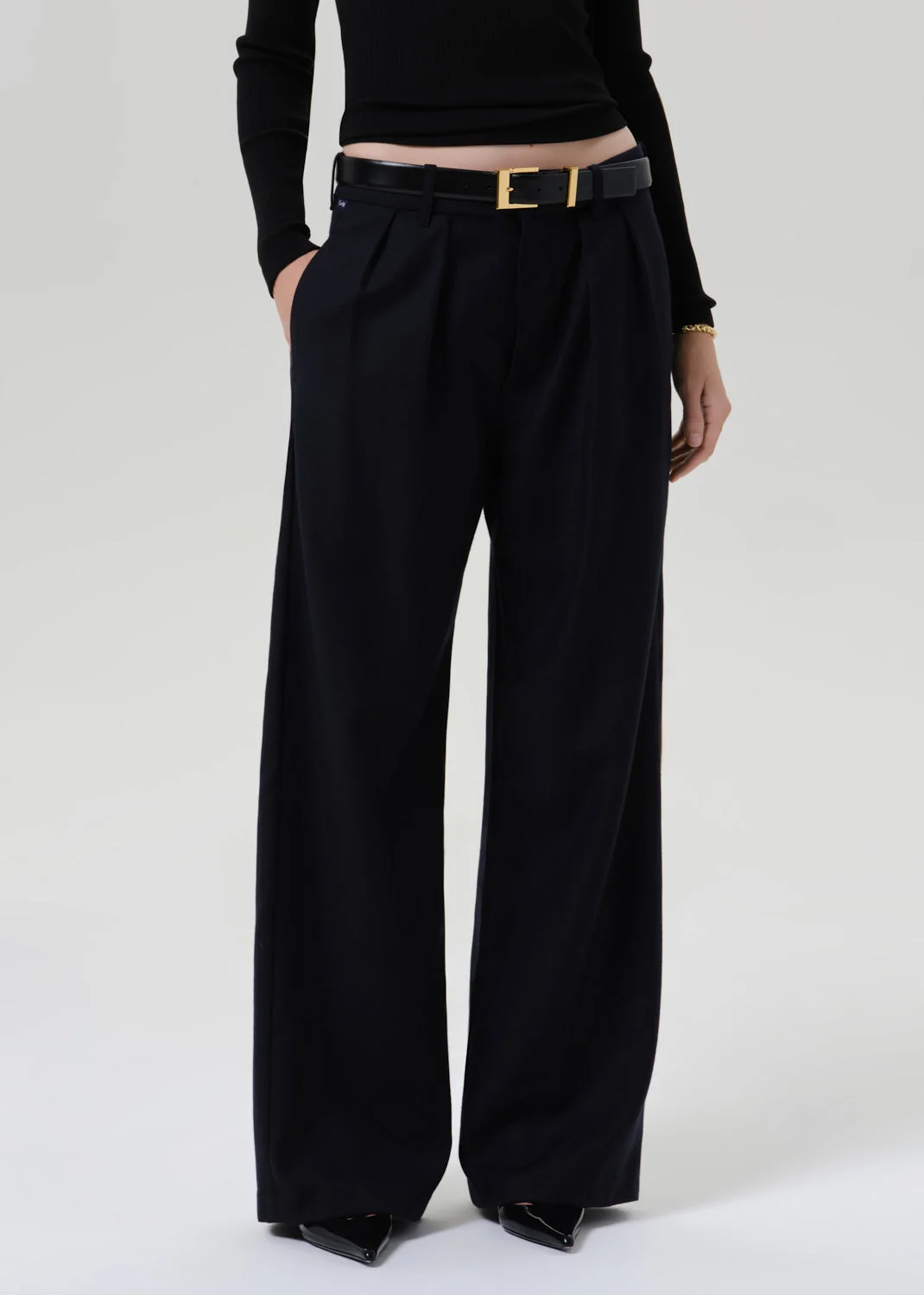 Ines Italian Virgin Wool Trouser In Navy - 1