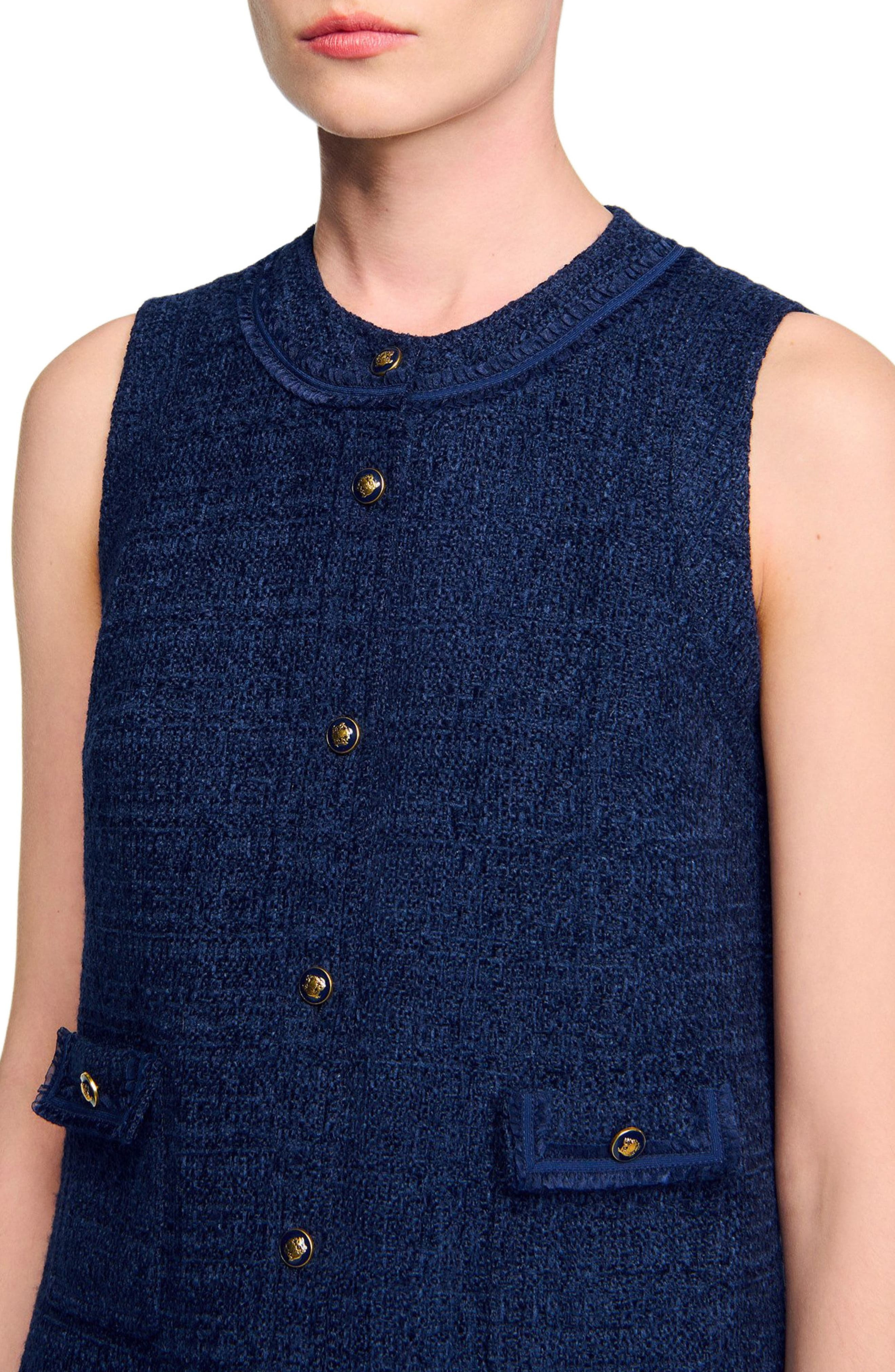 SANDRO Short tweed dress in Navy Blue at Nordstrom - 4