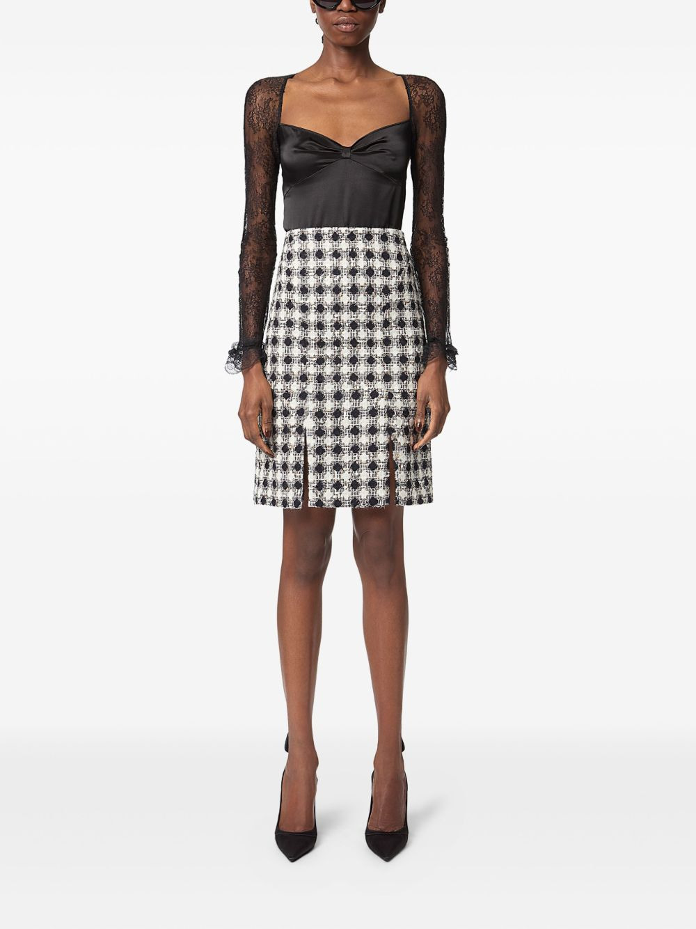 wool slited mini skirt - 2