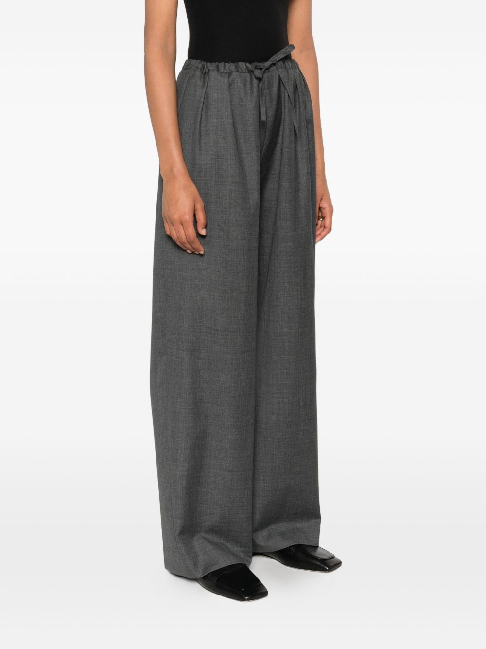 drawstring wool trousers - 3