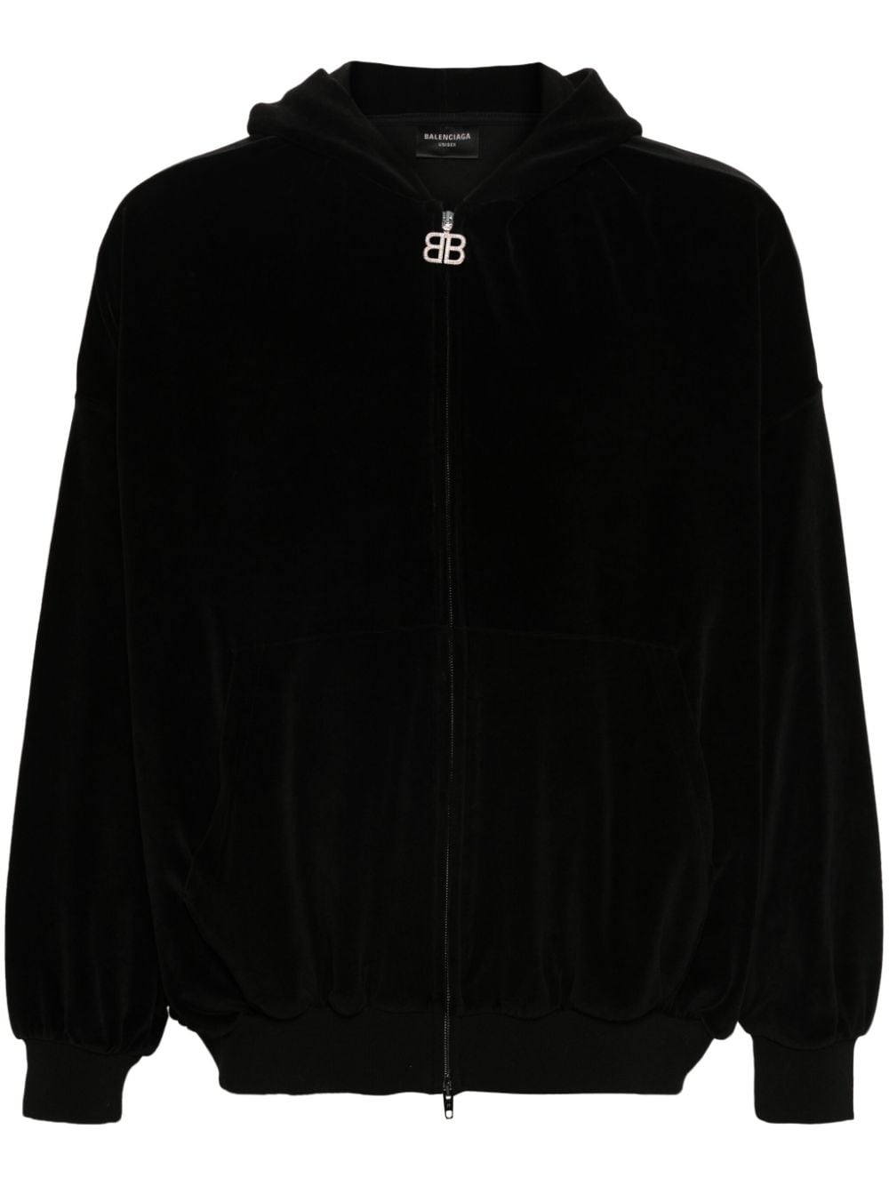 rhinestone-embellished zip-up hoodie - 1