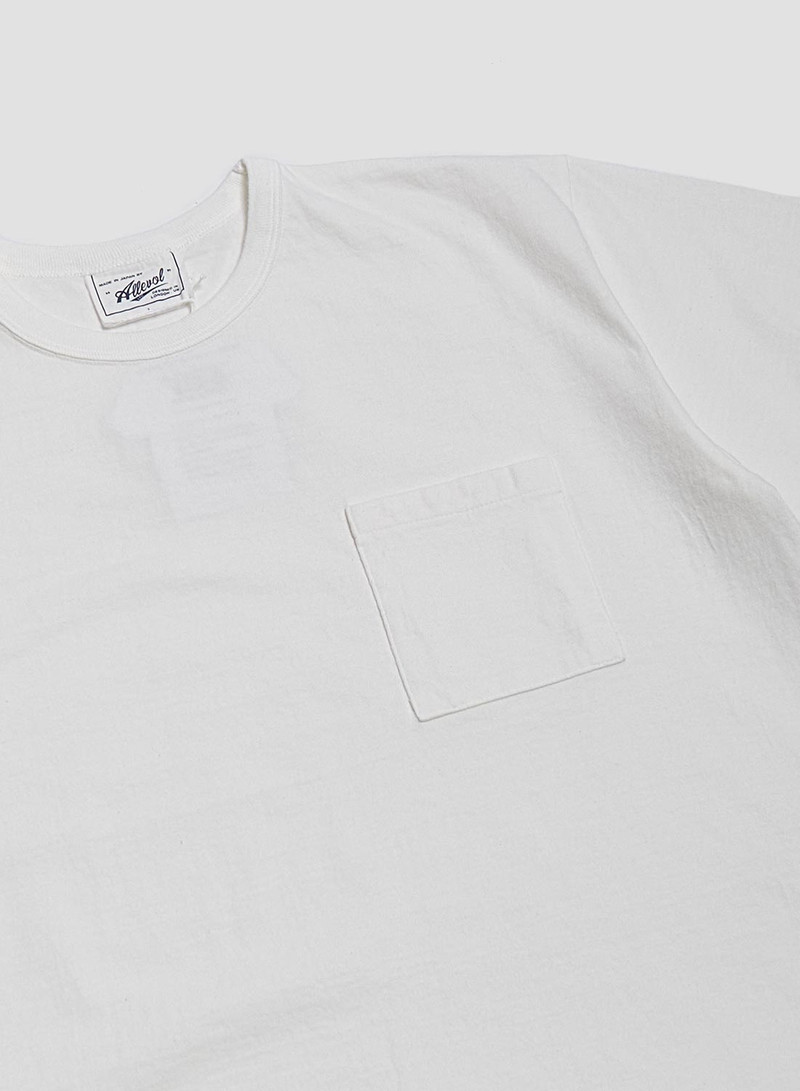 Nigel Cabourn Allevol Heavy Duty Crew Neck Pocket T-Shirt in White outlook