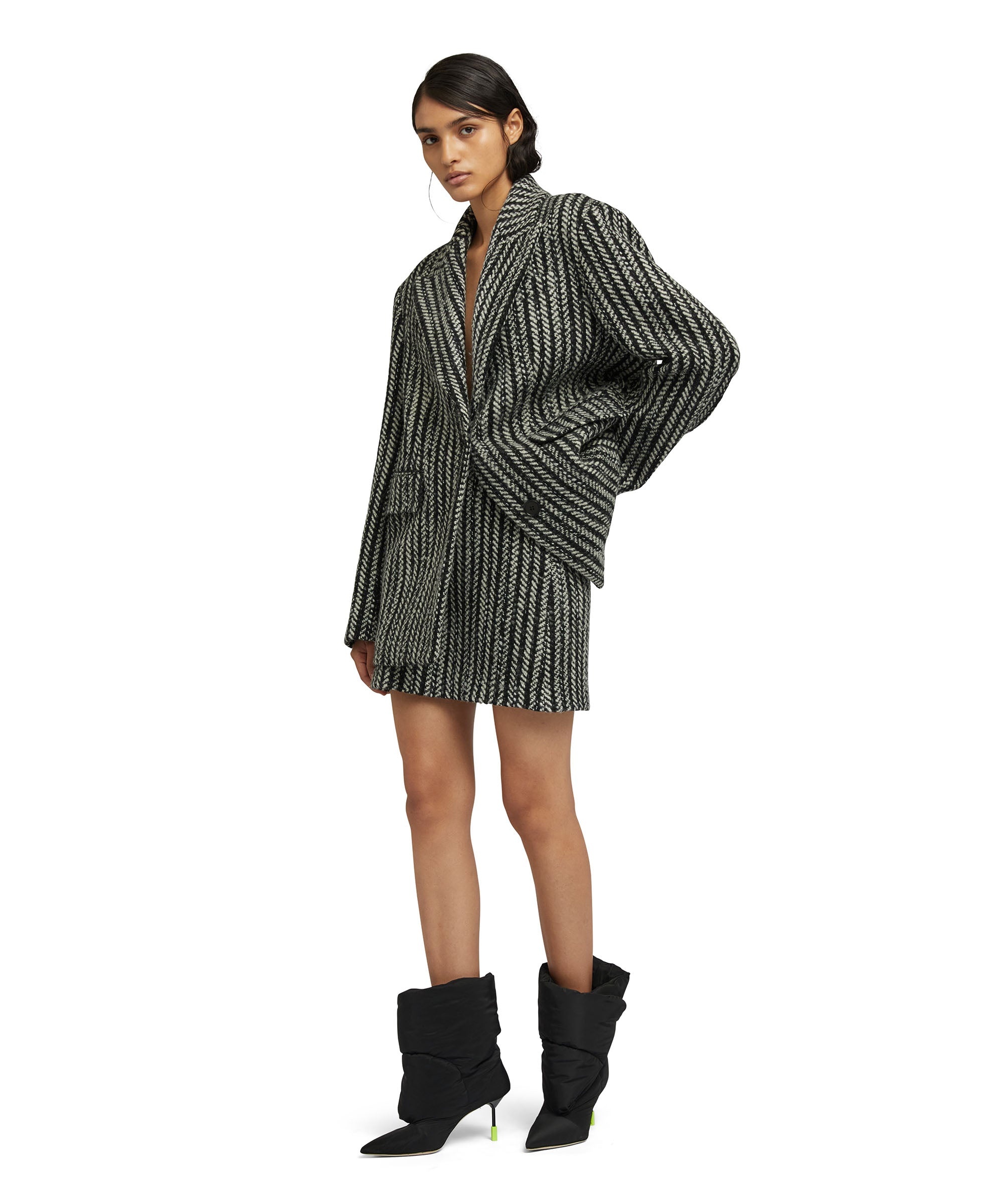 Blended wool "Herringbone Wool felt" short coat - 5