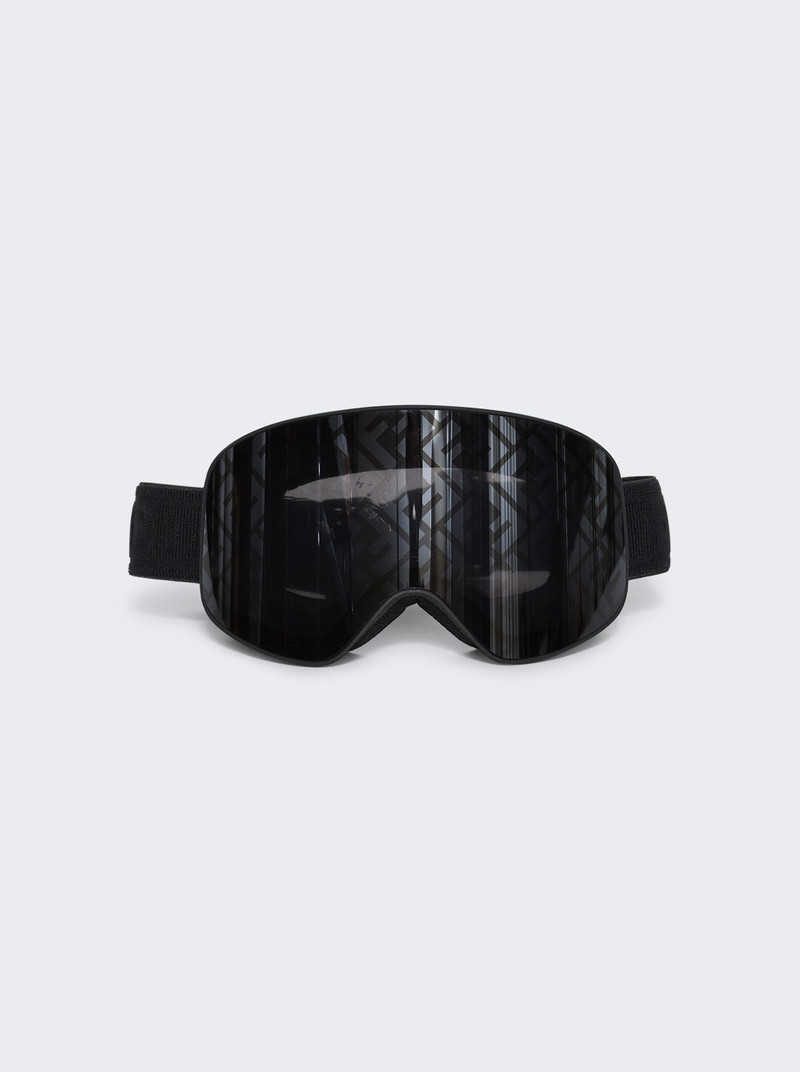 Ski Mask With Logo Mirrored Lenses Shiny Black 1