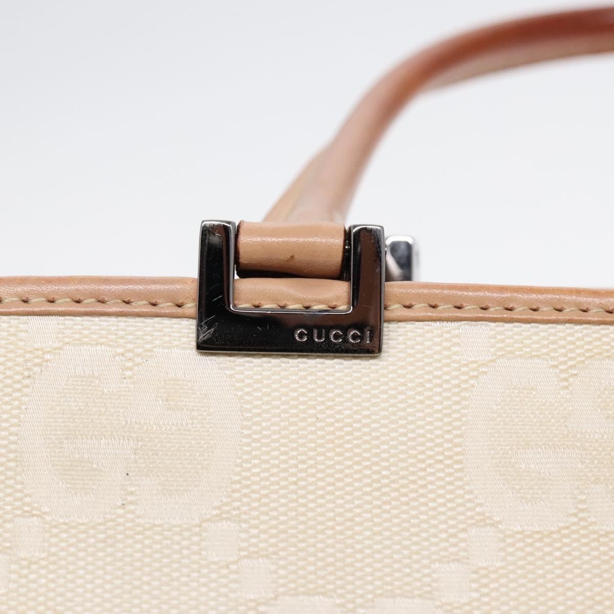 GUCCI GG Canvas Jackie Hand Bag White Beige - 15