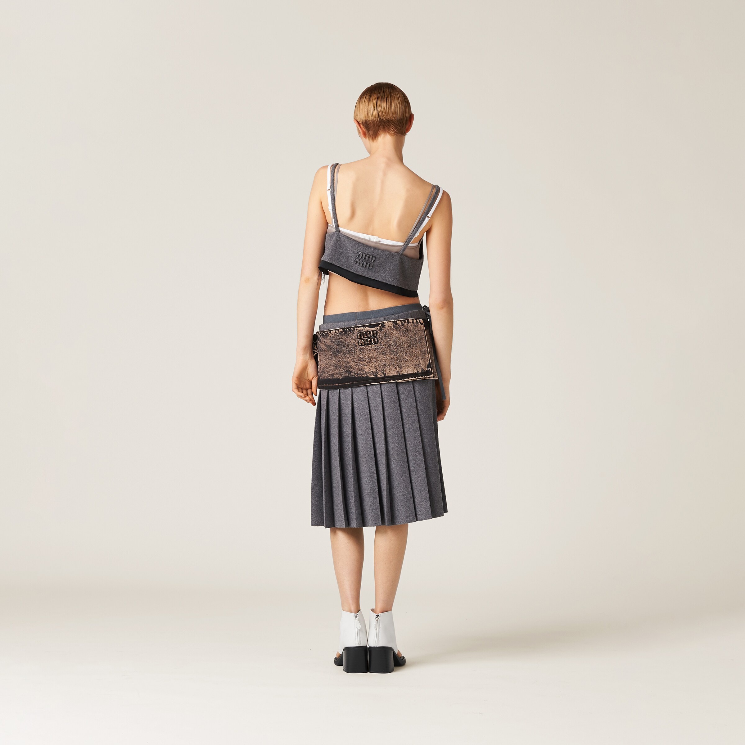 Marbleized denim peplum belt - 3