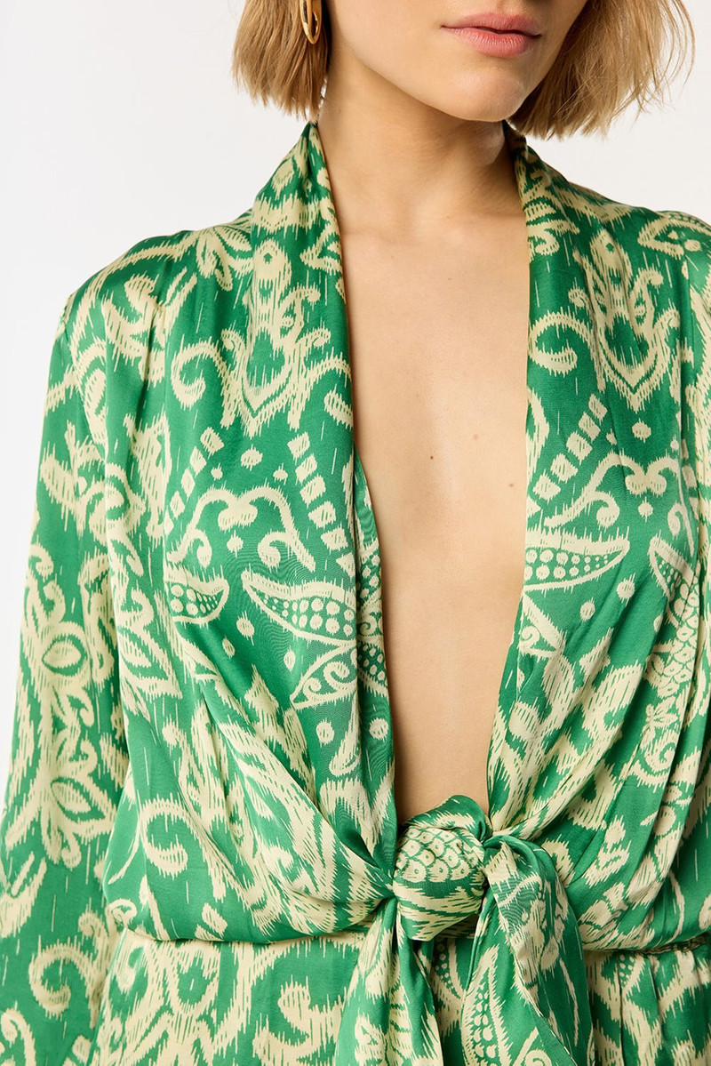 Poupette St Barth Short Jumpsuit Celie - Green Macro Ikat outlook