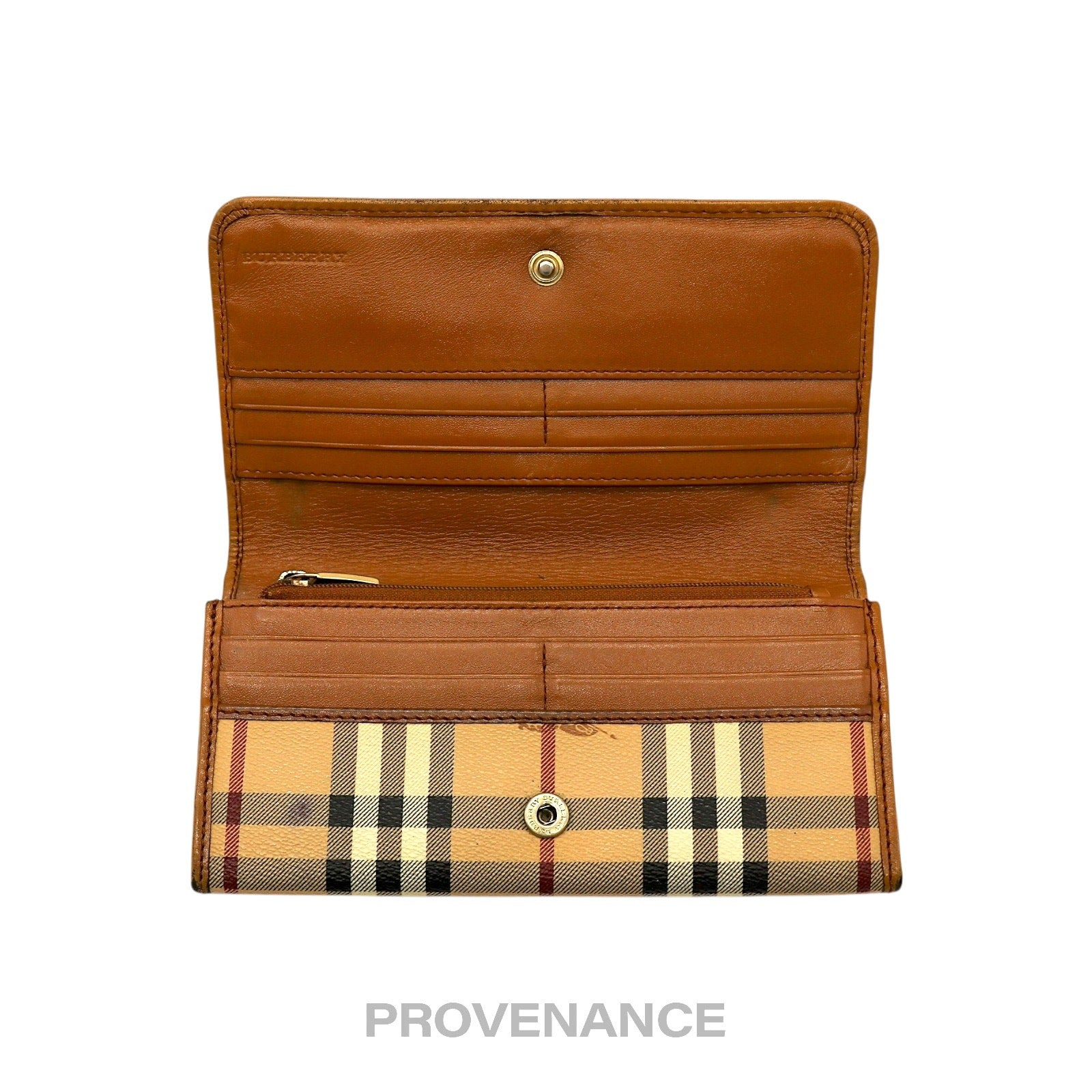 Burberry Long Snap Wallet - Haymarket Check Brown - 5