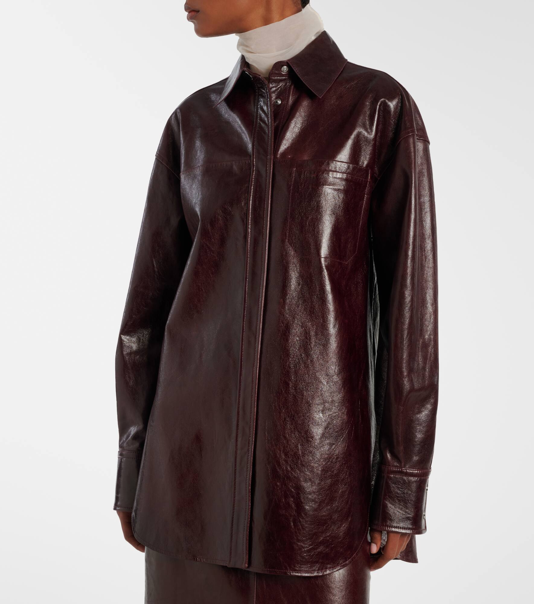 Borel leather overshirt - 6