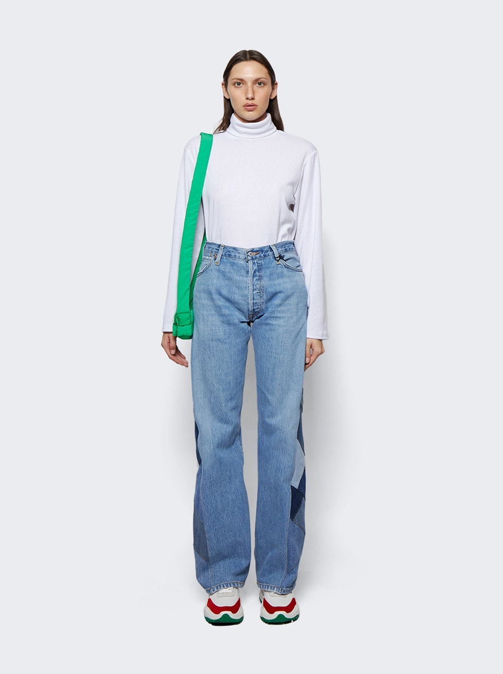 70s Low Rise Flare Jeans Patched Indigo - 2