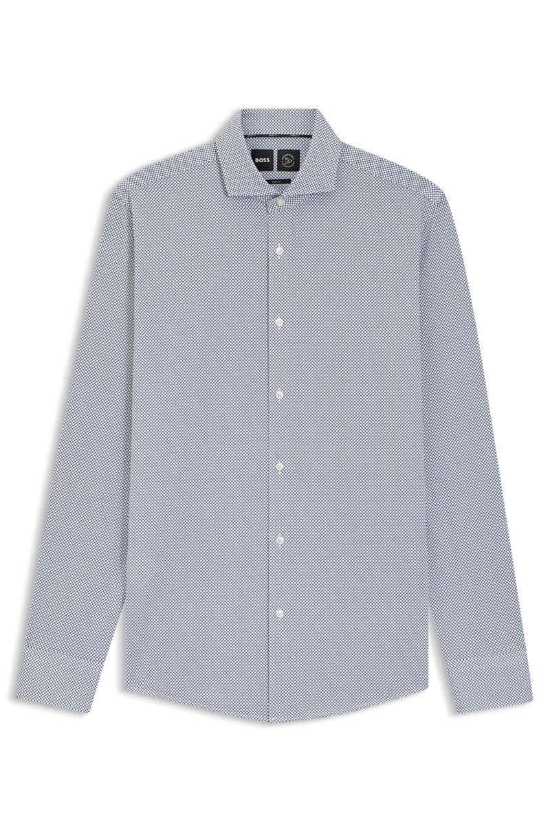 PRINTED SLIM-FIT SHIRT IN ITALIAN-MADE PERFORMANCE-STRETCH JERSEY 1