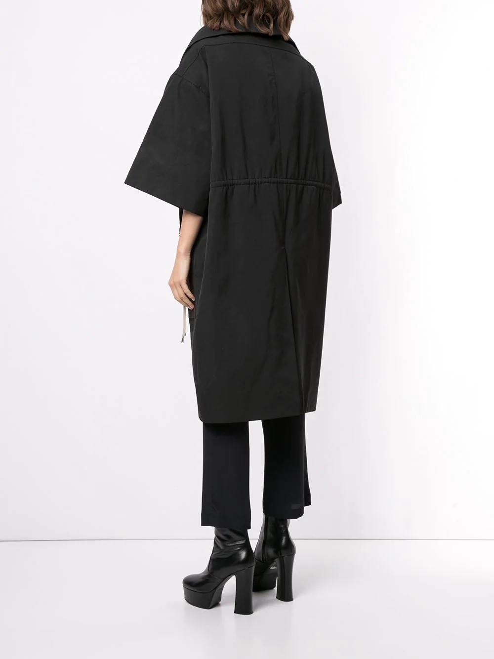 zipped short sleeve coat - 4