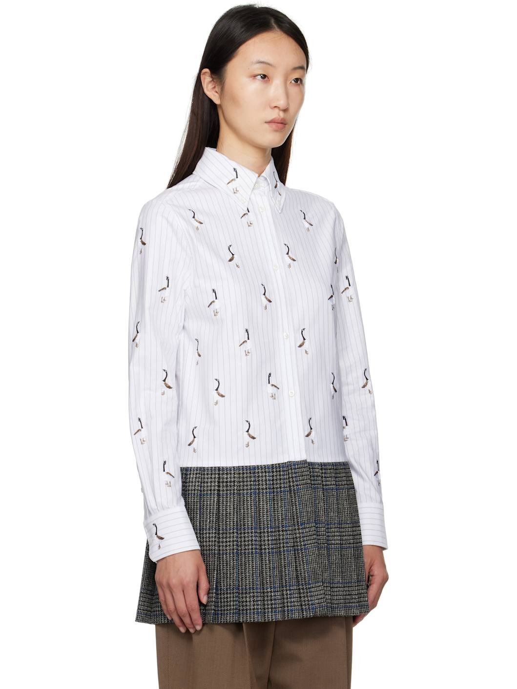 Beige & White Goose Shirtdress Shirt - 2