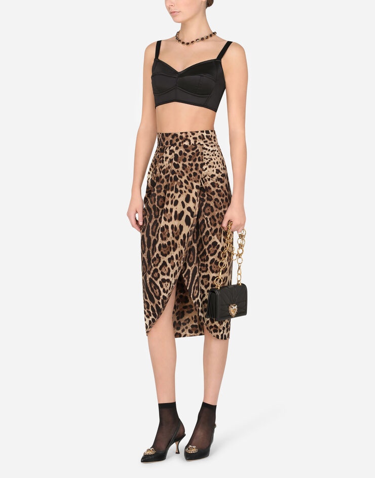 Leopard-print charmeuse tulip midi skirt - 6