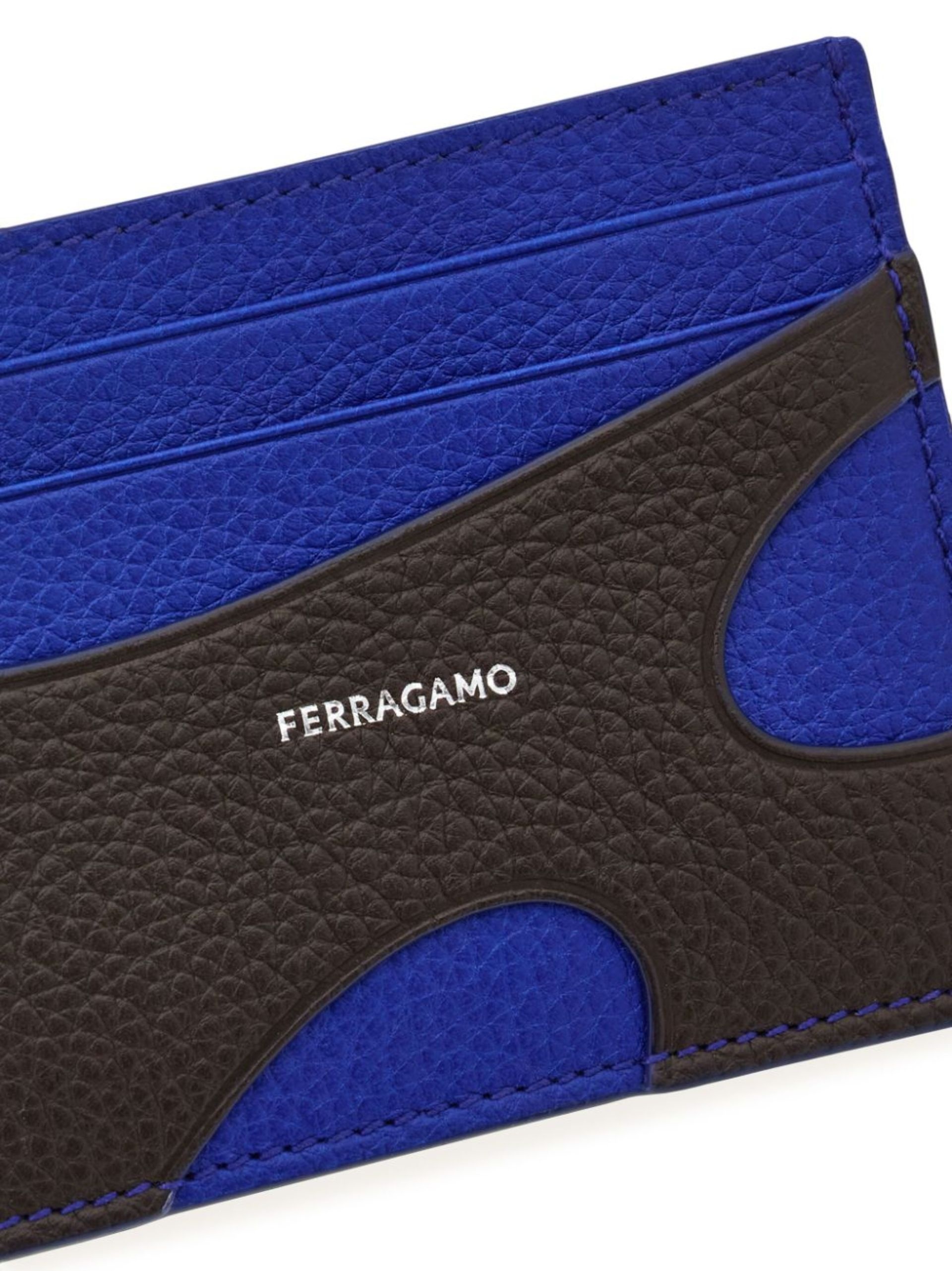 blue cut-out leather card holder - 5