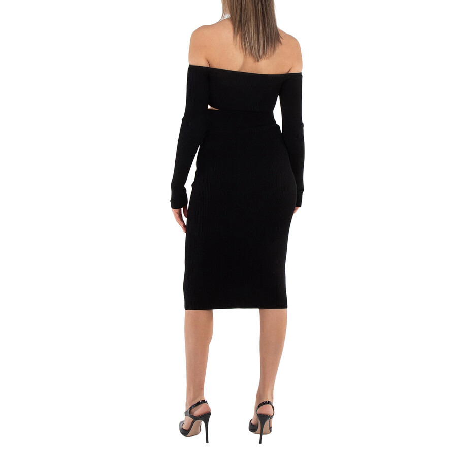 Philipp Plein Black Signature Rib Knit Top and Skirt Set, Size X-Small - 5
