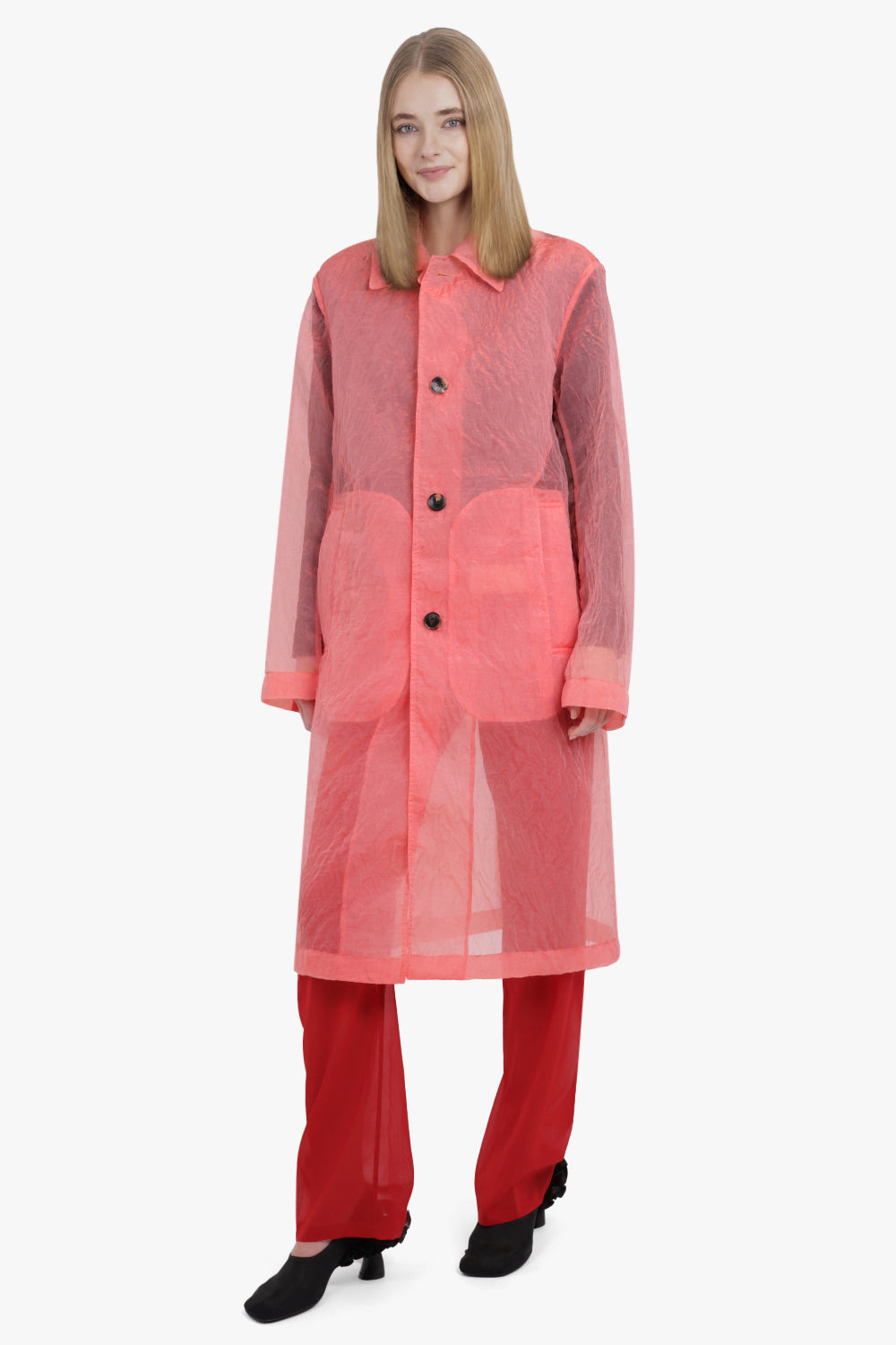 RANKLES SHEER LONG COAT | LIGHT RED - 3