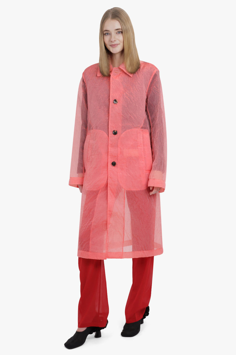 Dries Van Noten RANKLES SHEER LONG COAT | LIGHT RED outlook