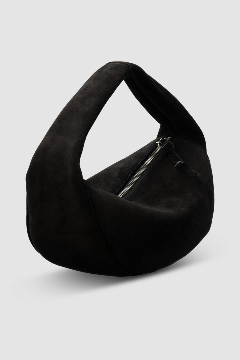 BY FAR Cush Black Suede Leather Shoulder Bag outlook