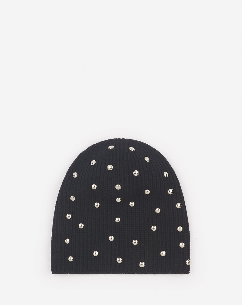 STUDDED WOOL KNIT BEANIE 1