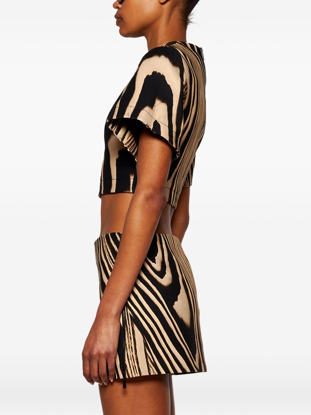 zebra-pattern T-shirt - 4