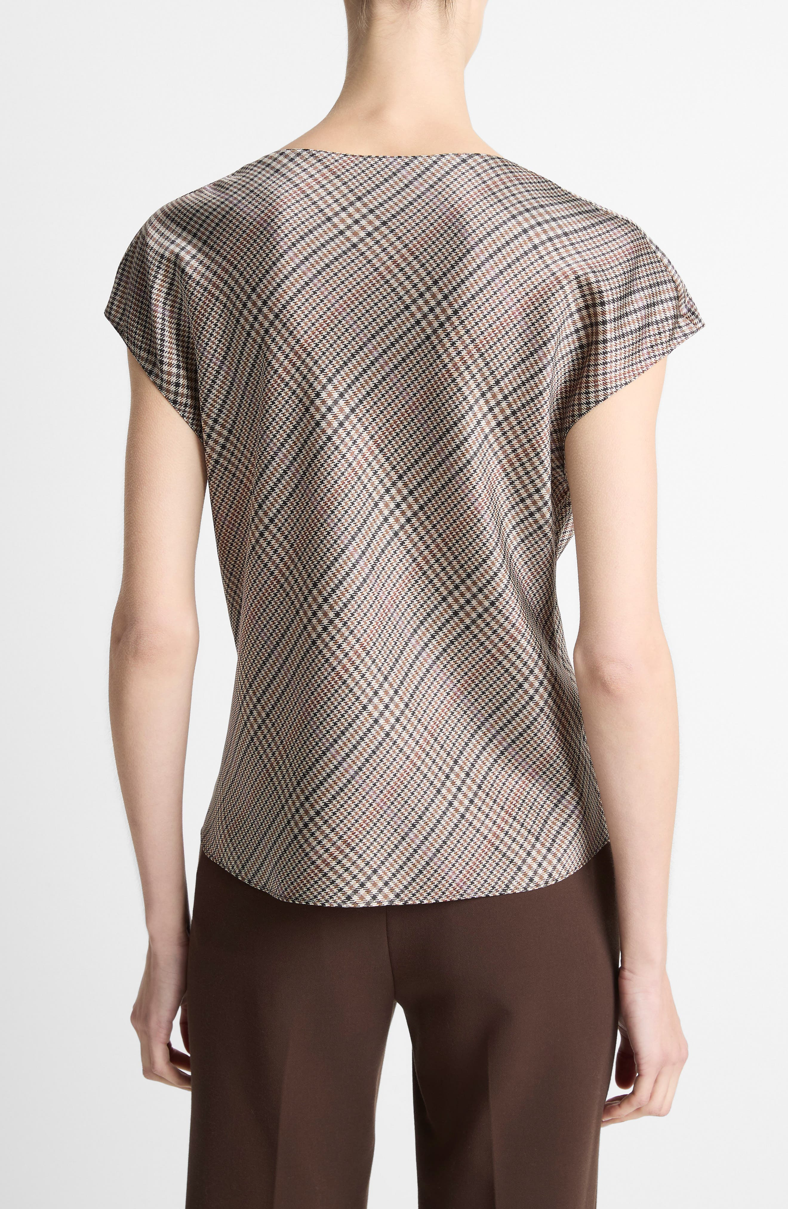 Vince Pressed Plaid Cowl Neck Silk Top in Multi Plaid at Nordstrom - 2