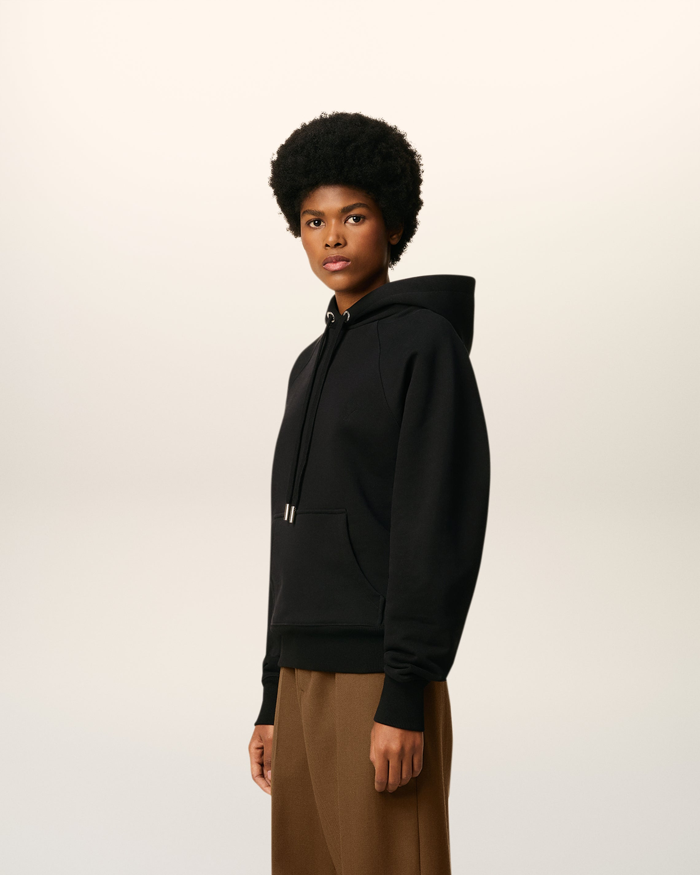 BLACK COTTON AMI DE COEUR HOODIE - 6