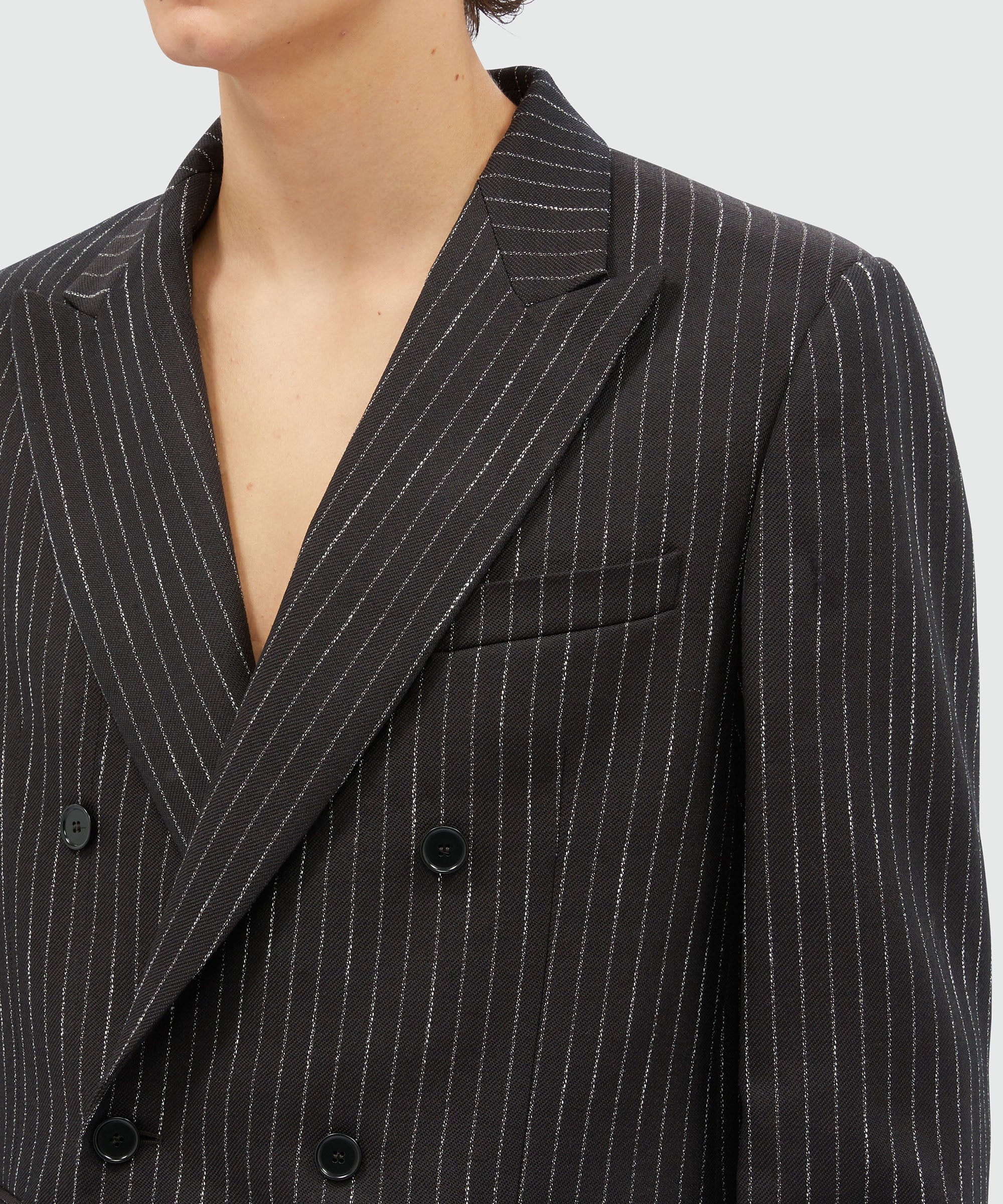 Double-breasted jacket in pinstriped wool - 4