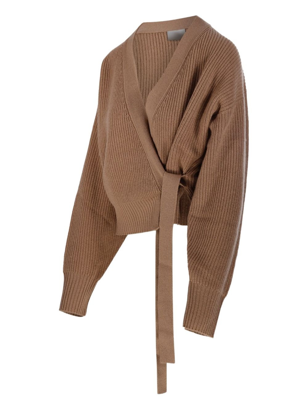 wrap-front ribbed cardigan - 2