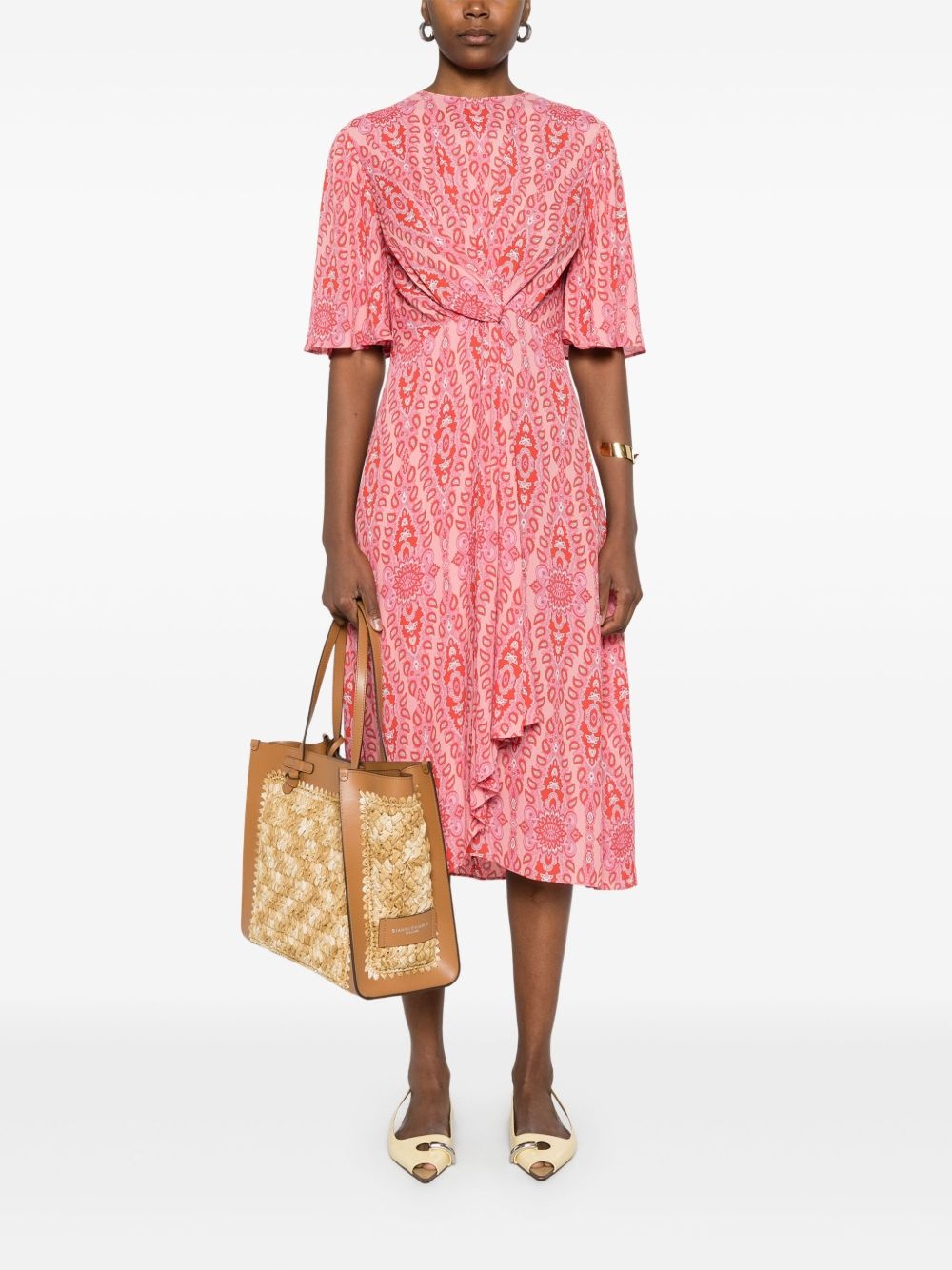 printed flared midi dress - 2