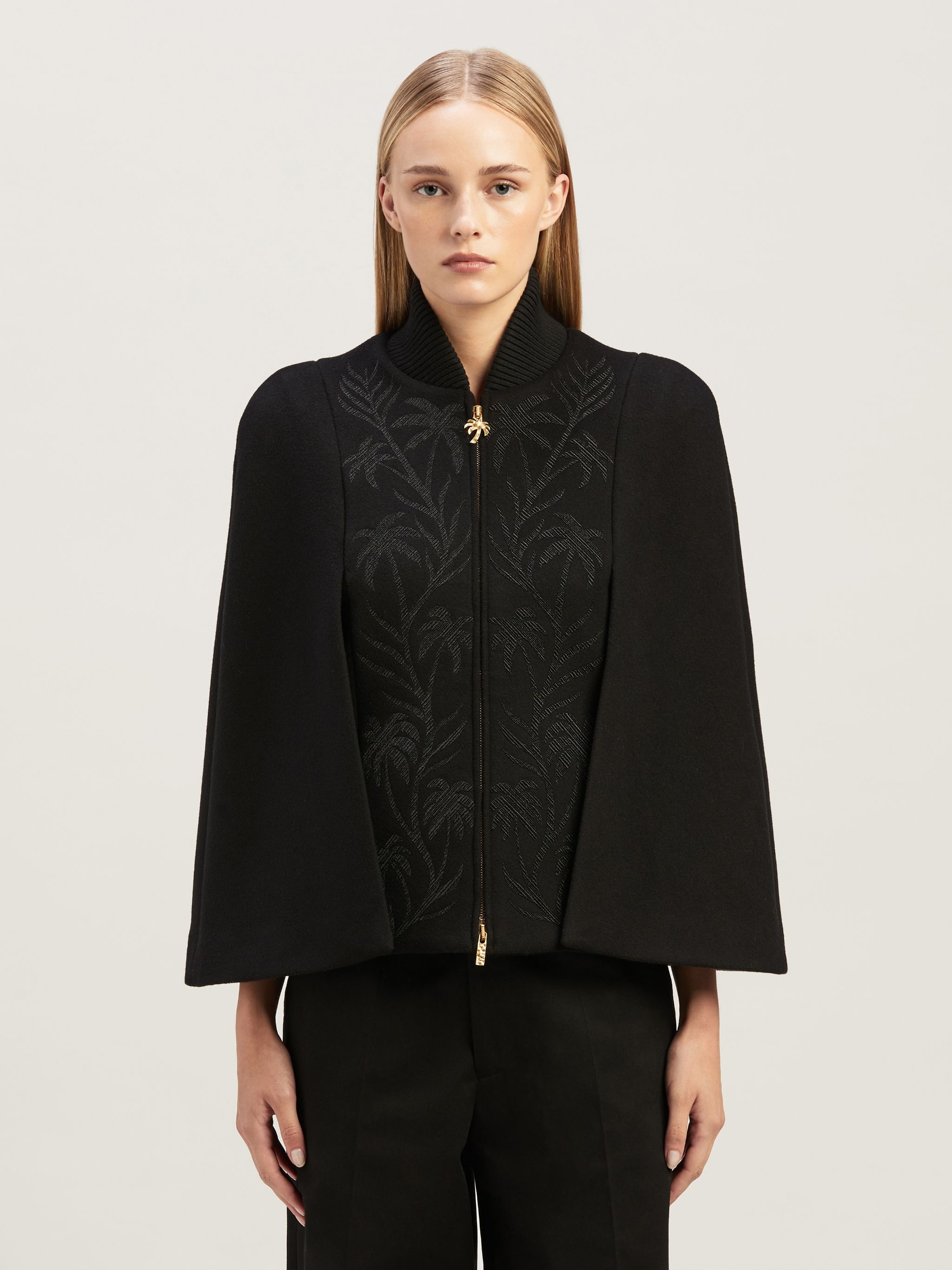 BLACK EMBROIDERED CAPE - 3