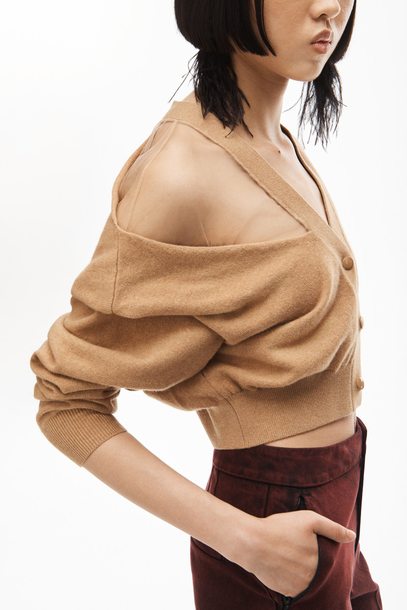 CARDIGAN IN ILLUSION TULLE WOOL CASHMERE 3