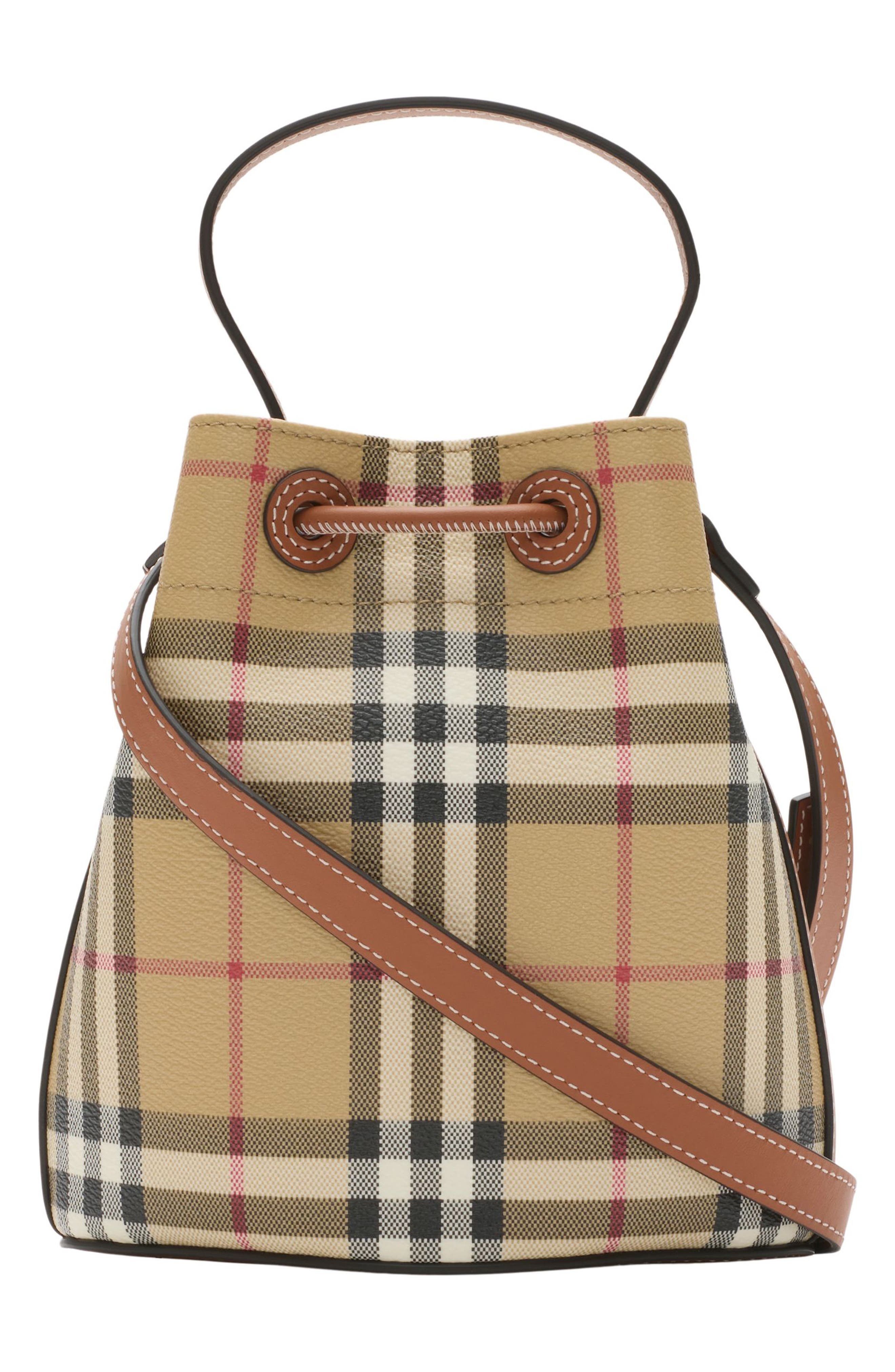 burberry Mini Check Bucket Bag in Vintage Check/Briar Brown at Nordstrom - 3