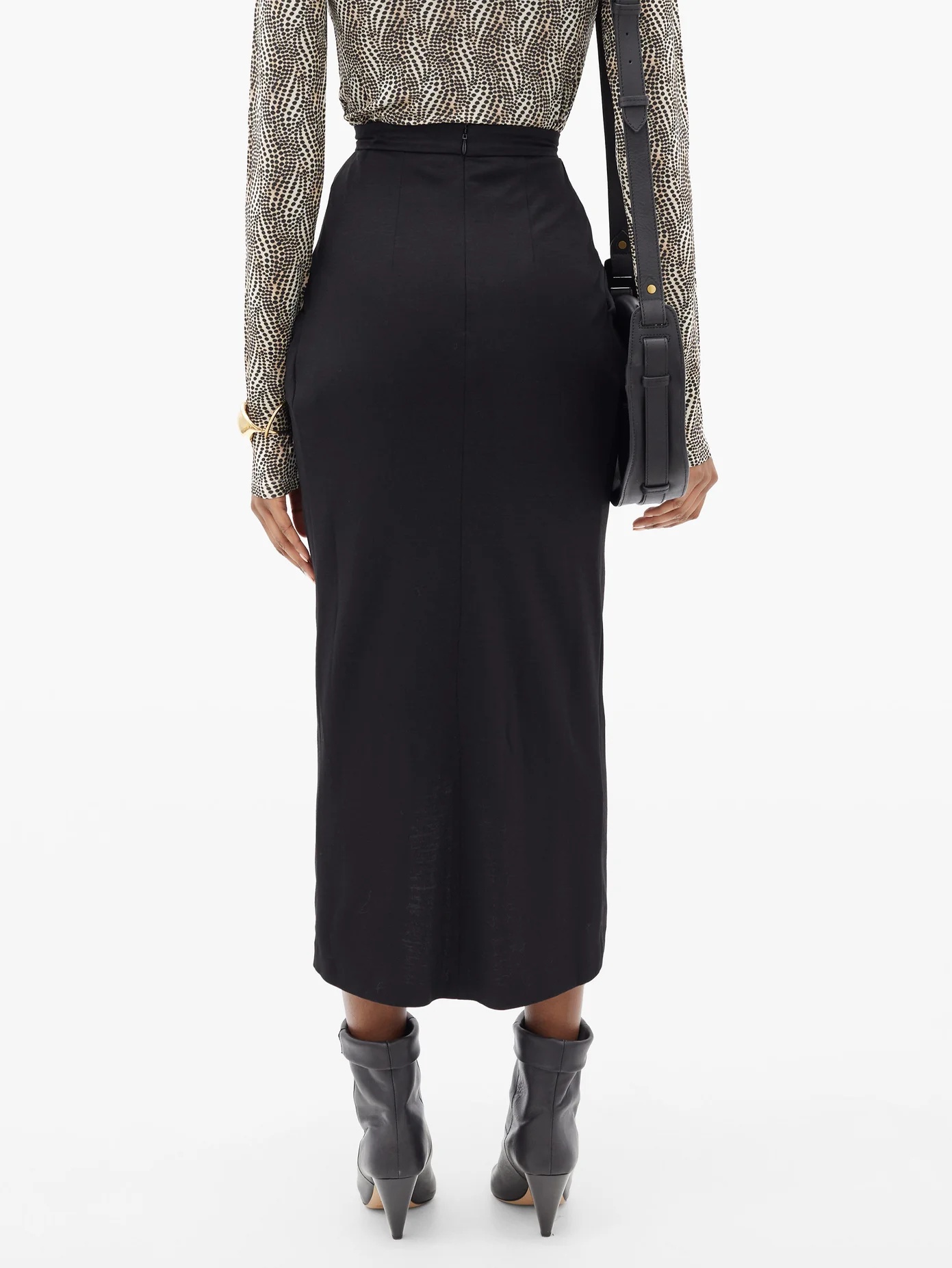 Ginkao draped wool midi skirt - 5